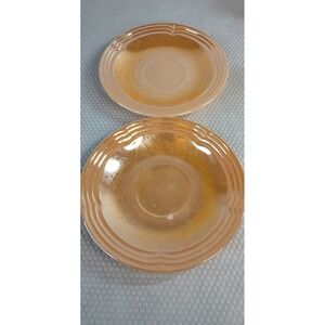 Fire-King Peach Lustre Shell Saucers Vintage Anchor Hocking Milk Glass Set of 2